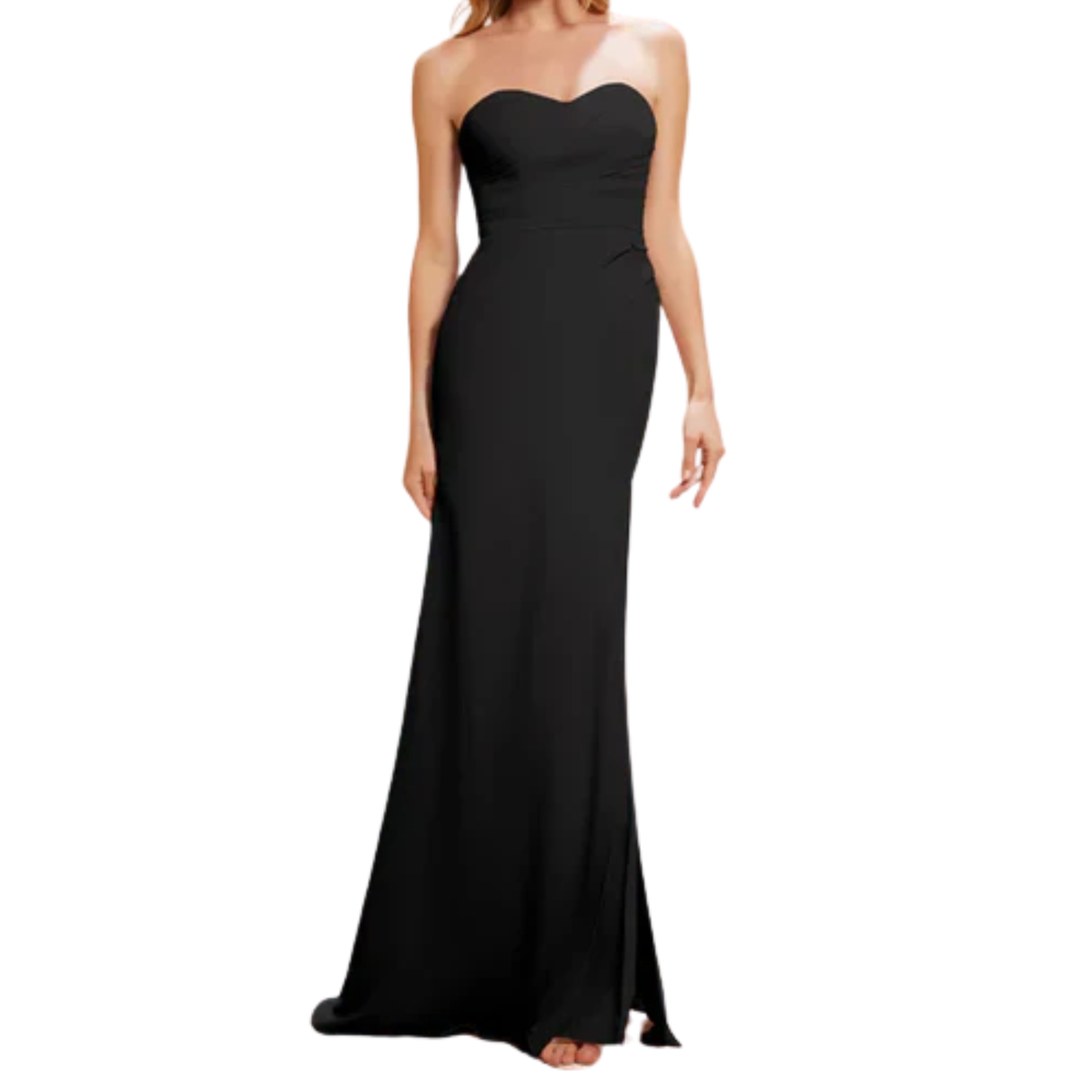 Women's Chiffon Ceremony Dress with Sheath Cut and Side Slit — Black