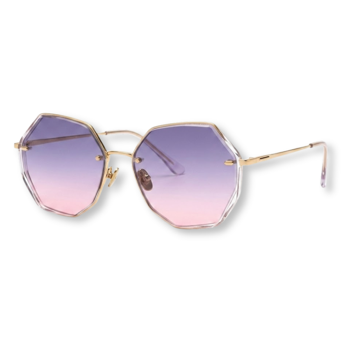 Sonnenbrille für Damen mit rahmenlosem Design und geometrischen Verlaufgläsern — Blau/Rosa