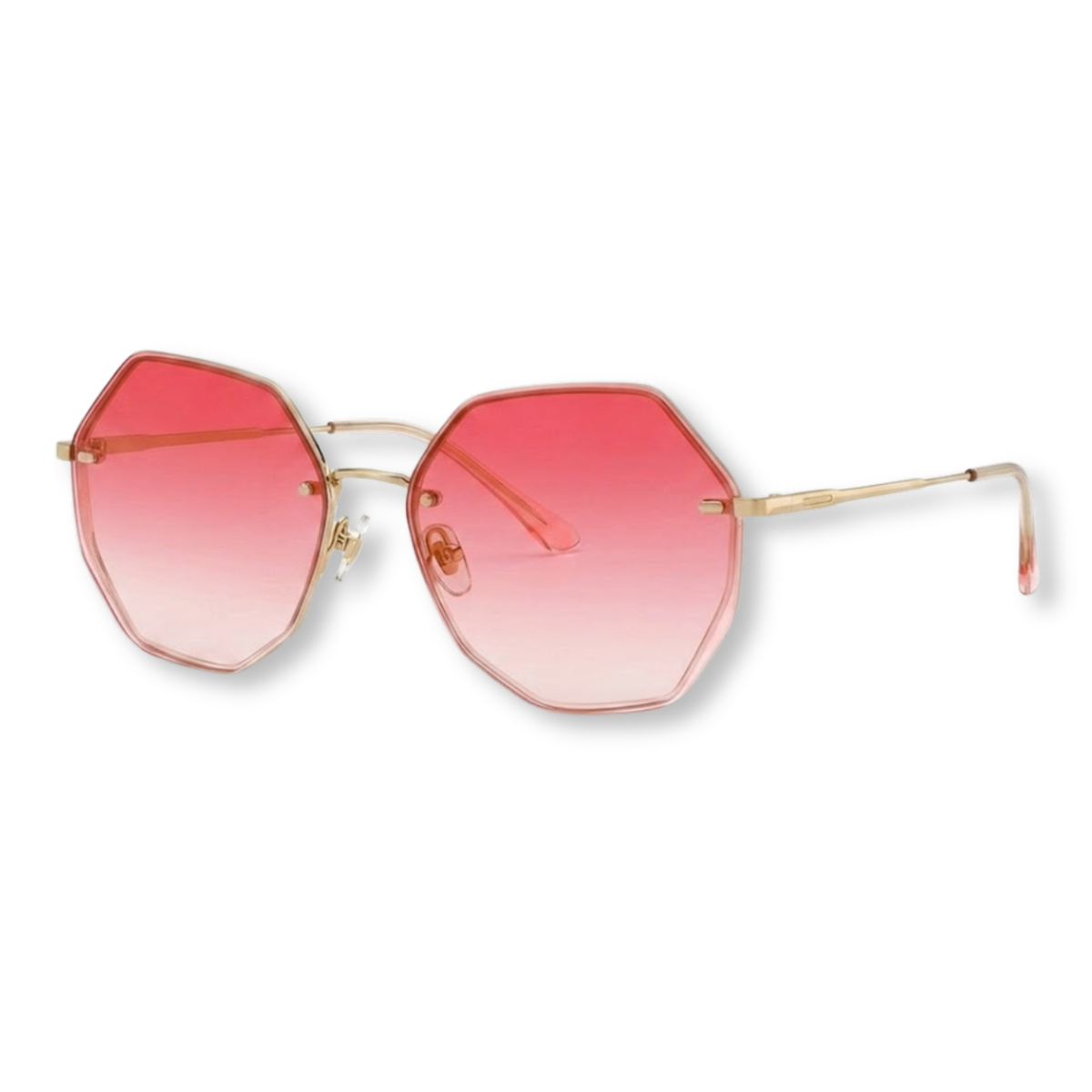 Sonnenbrille für Damen mit rahmenlosem Design und geometrischen Verlaufgläsern — Rosa