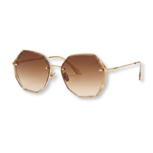 Lunettes de soleil pour femme à monture invisible et verres dégradés géométriques — Marron