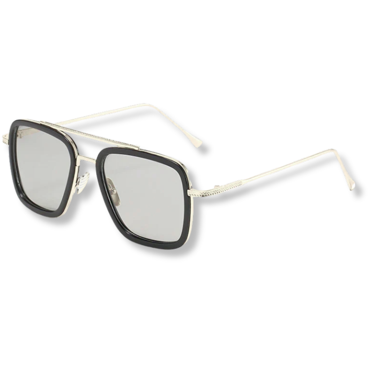 Square Aviator Glasses with Lightweight Frame and Lenses — Silver
