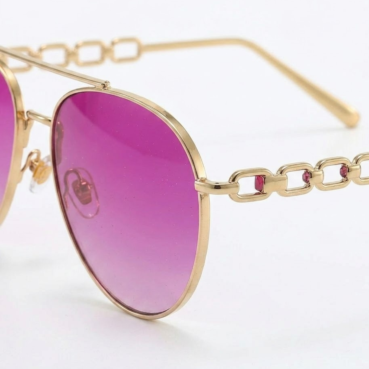 Women's Aviator Glasses with Chain Temples and Gradient Lenses — product view