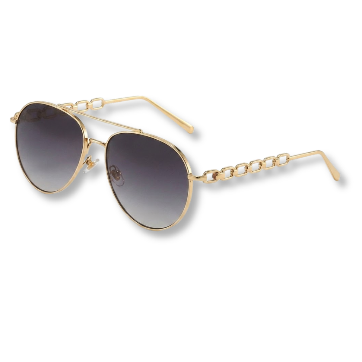 Women's Aviator Glasses with Chain Temples and Gradient Lenses — Gray