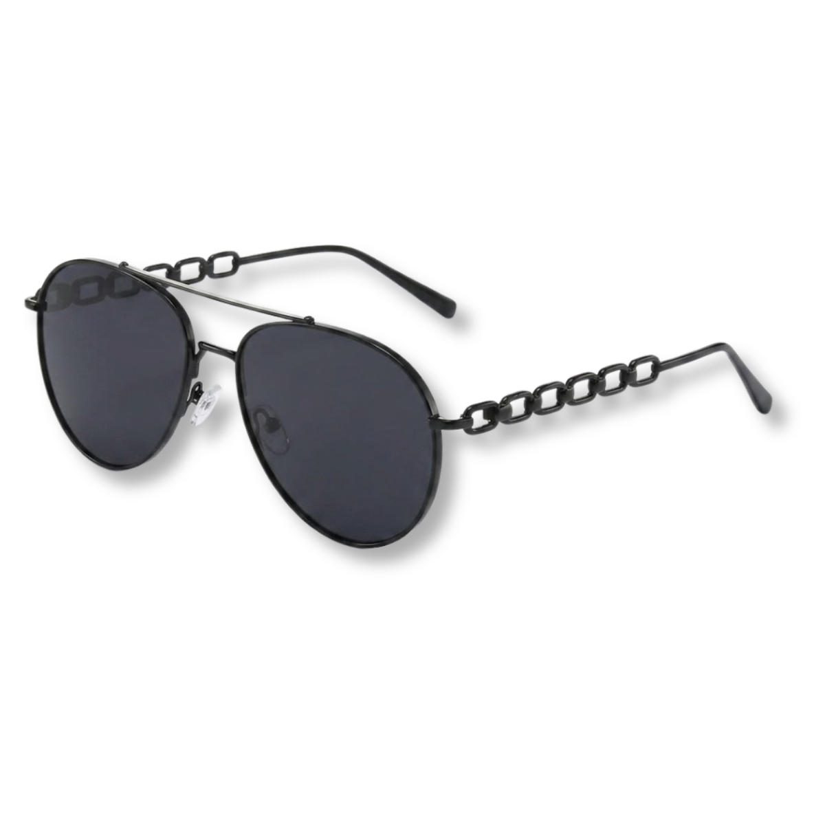 Women's Aviator Glasses with Chain Temples and Gradient Lenses — Black