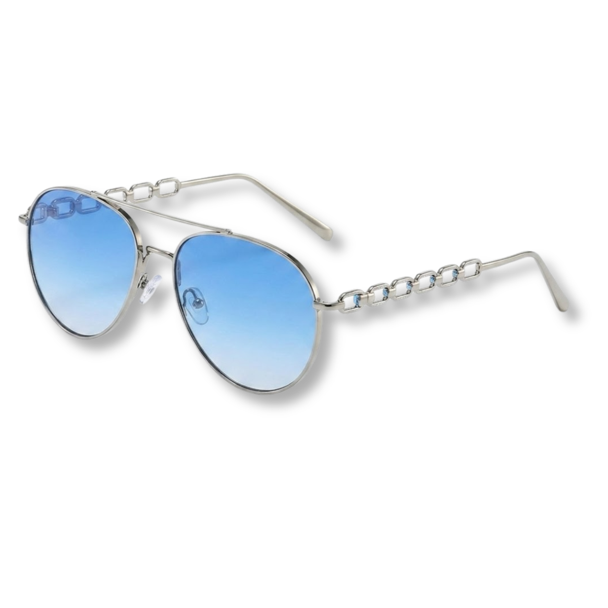 Women's Aviator Glasses with Chain Temples and Gradient Lenses — Blue