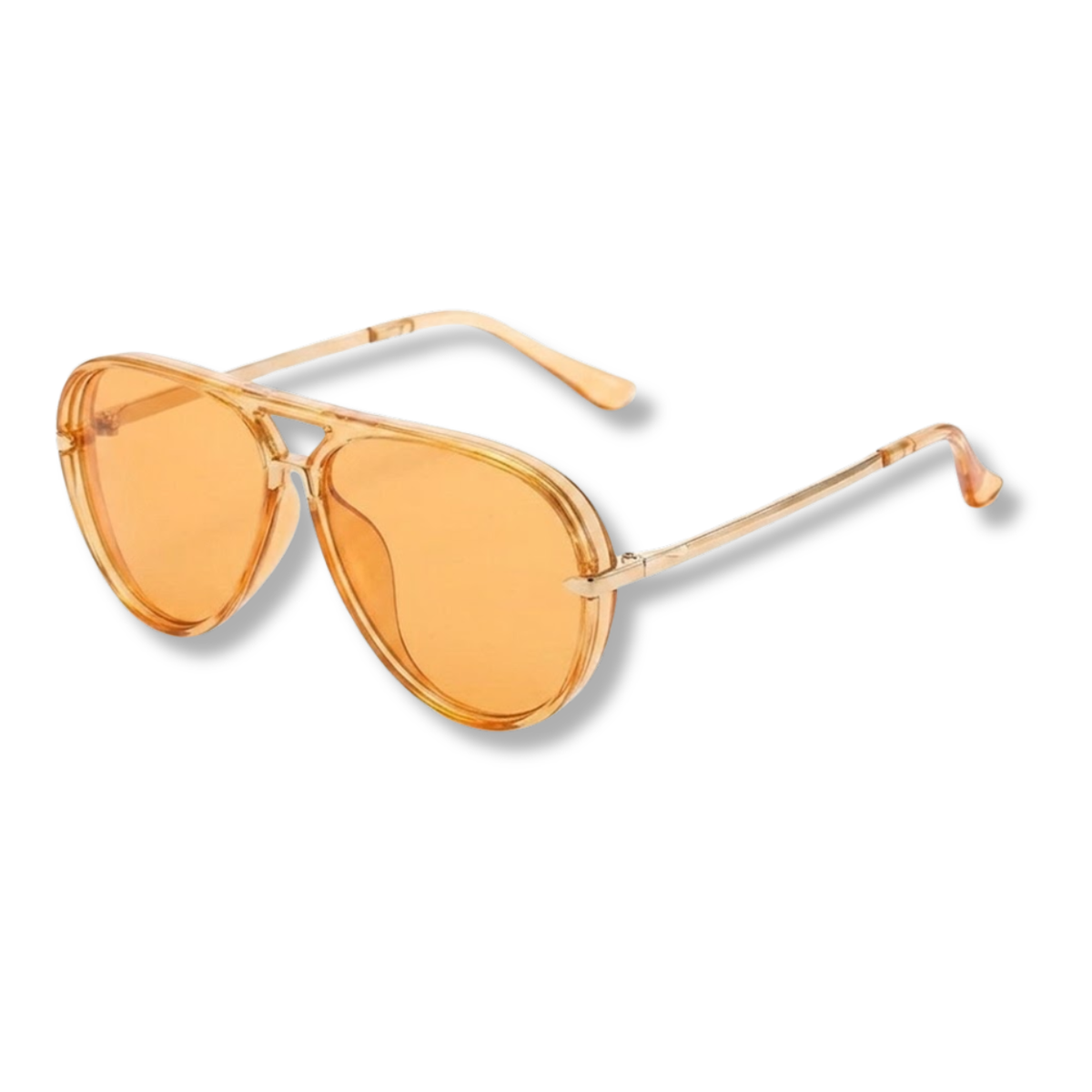 Translucent Aviator Glasses with Double Bridge and Gradient Lenses — Yellow