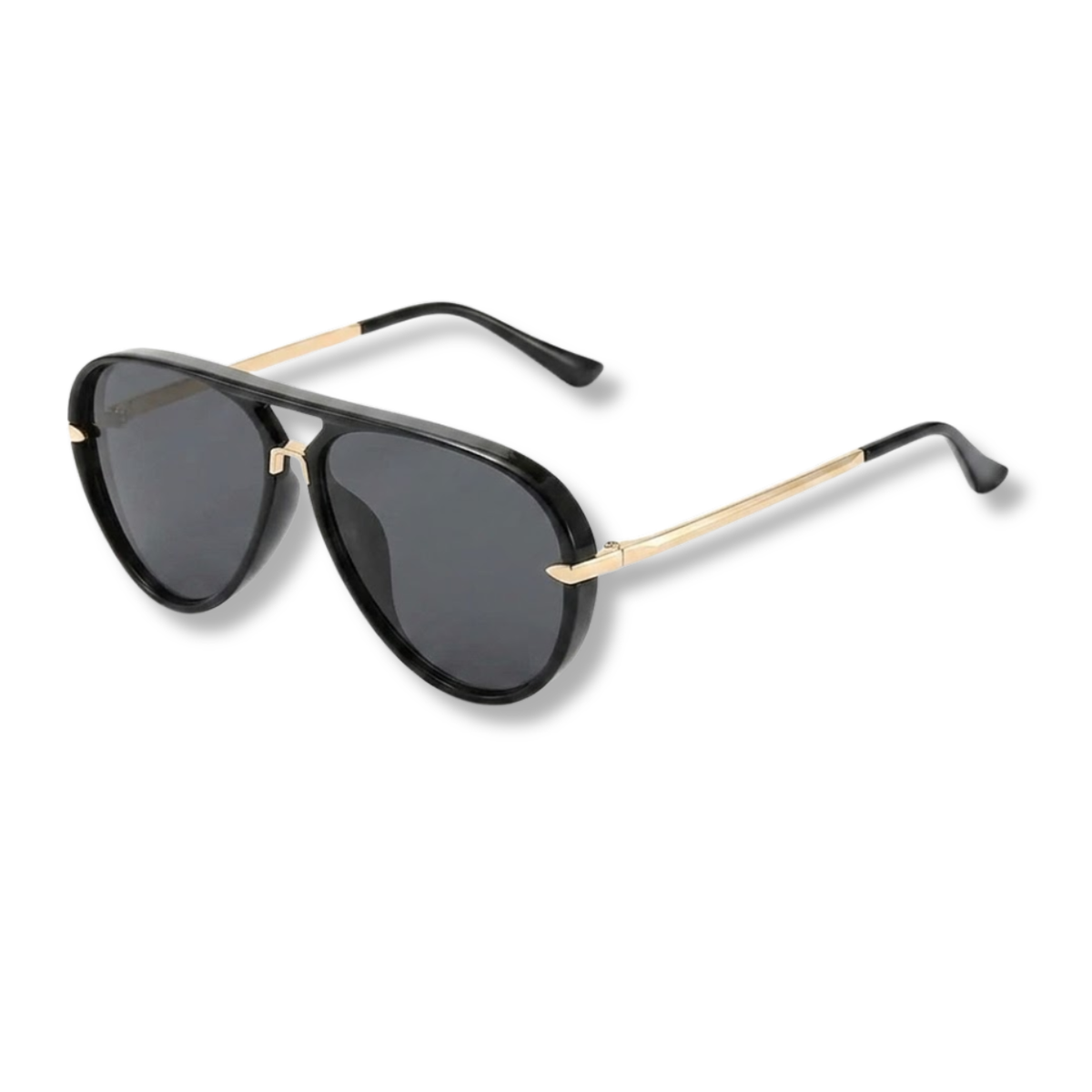 Translucent Aviator Glasses with Double Bridge and Gradient Lenses — Black