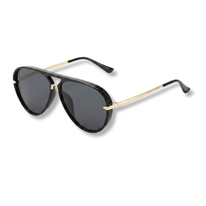 Lunettes de soleil pour femme et homme à monture aviateur et verres dégradés — Noir