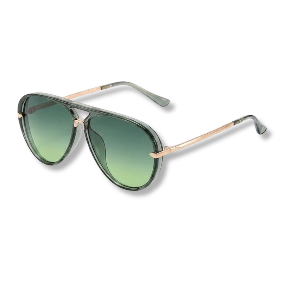 Translucent Aviator Glasses with Double Bridge and Gradient Lenses — Green