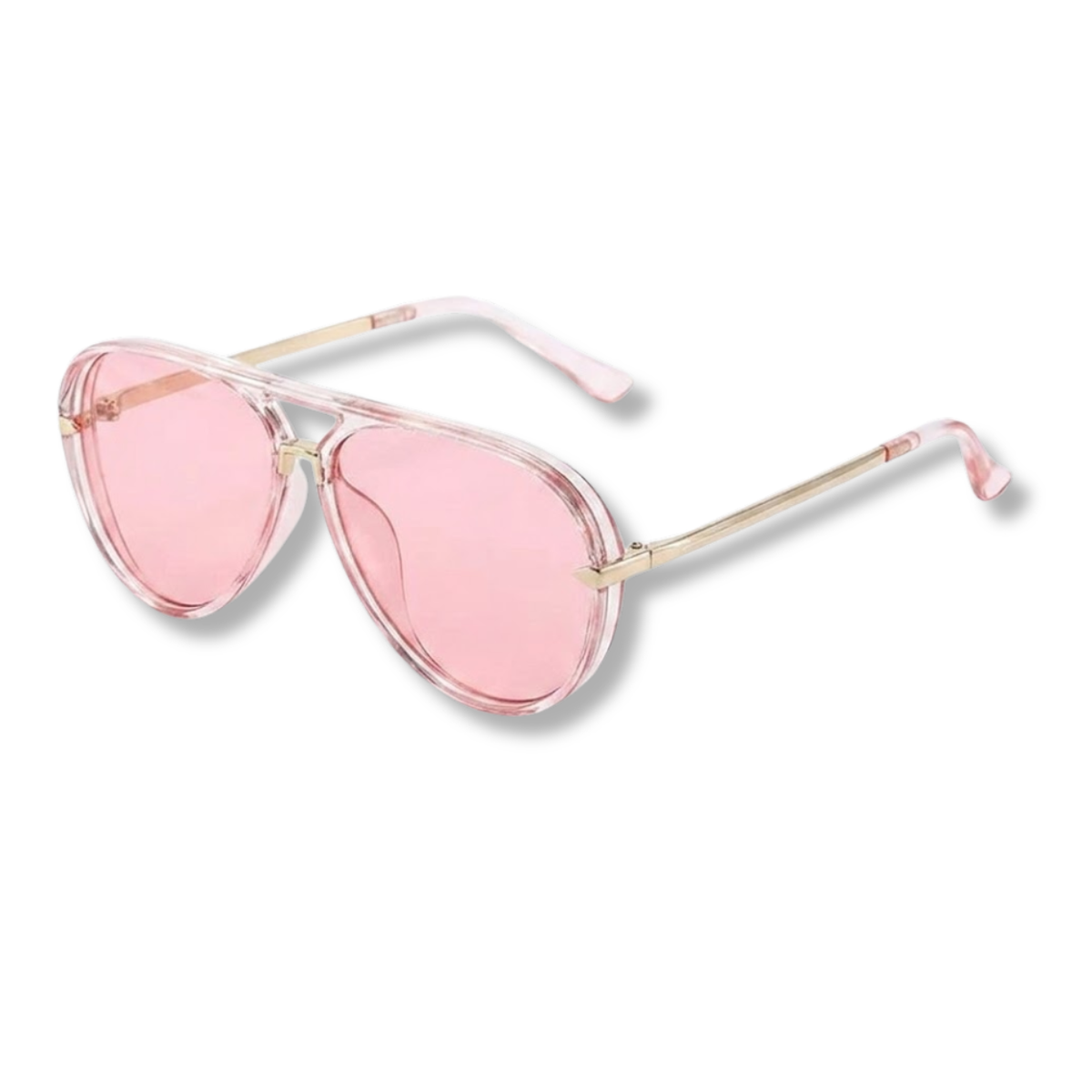 Translucent Aviator Glasses with Double Bridge and Gradient Lenses — Pink