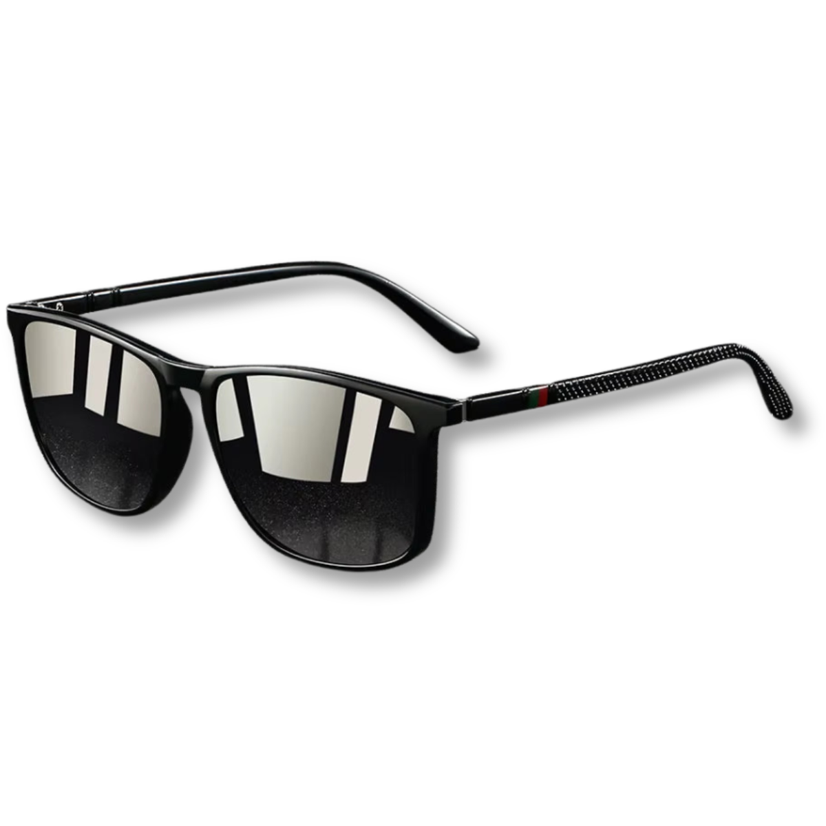 Square Sunglasses with Temples and Spring Hinges — Black