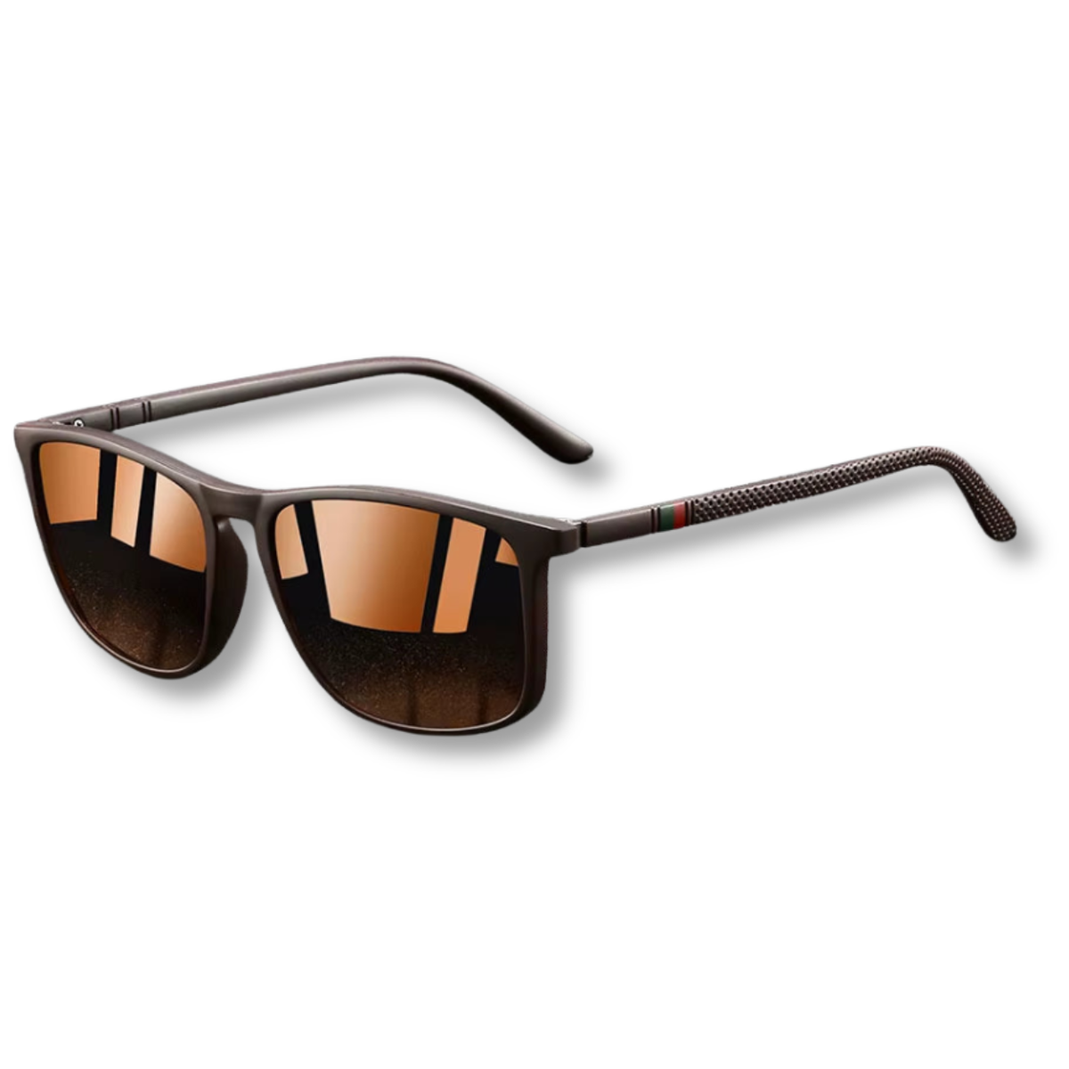 Square Sunglasses with Temples and Spring Hinges — Brown