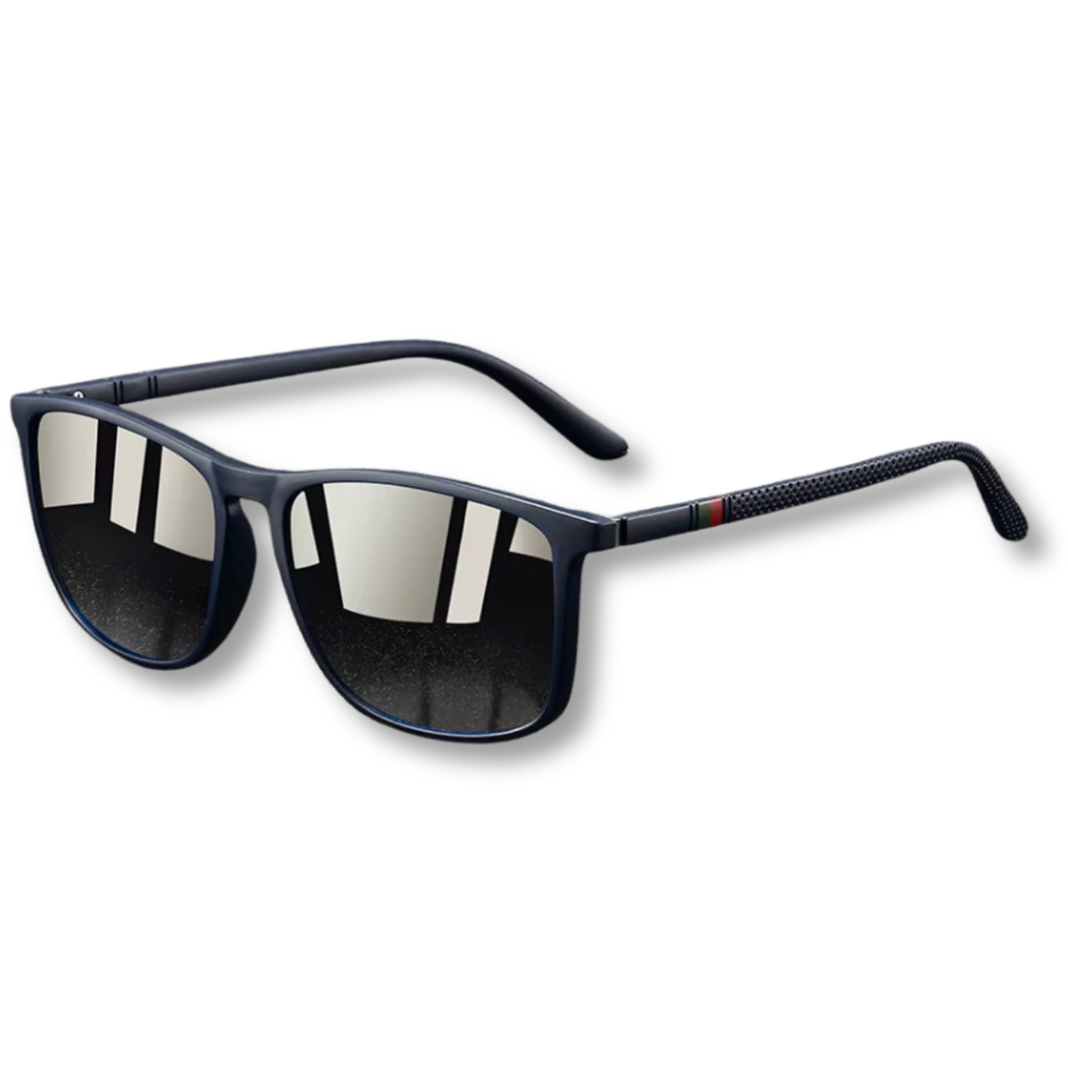 Square Sunglasses with Temples and Spring Hinges — Navy Blue