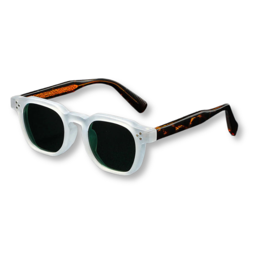 Square Sunglasses with Frame — White