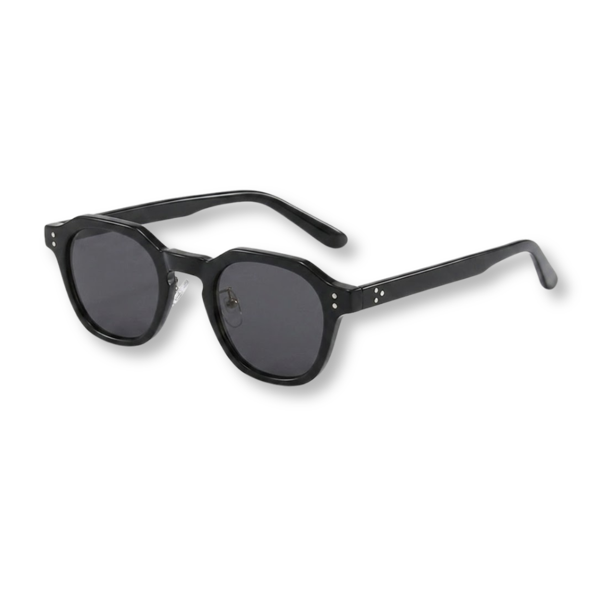 Hexagonal Sunglasses with Frame and Double Bridge — Black