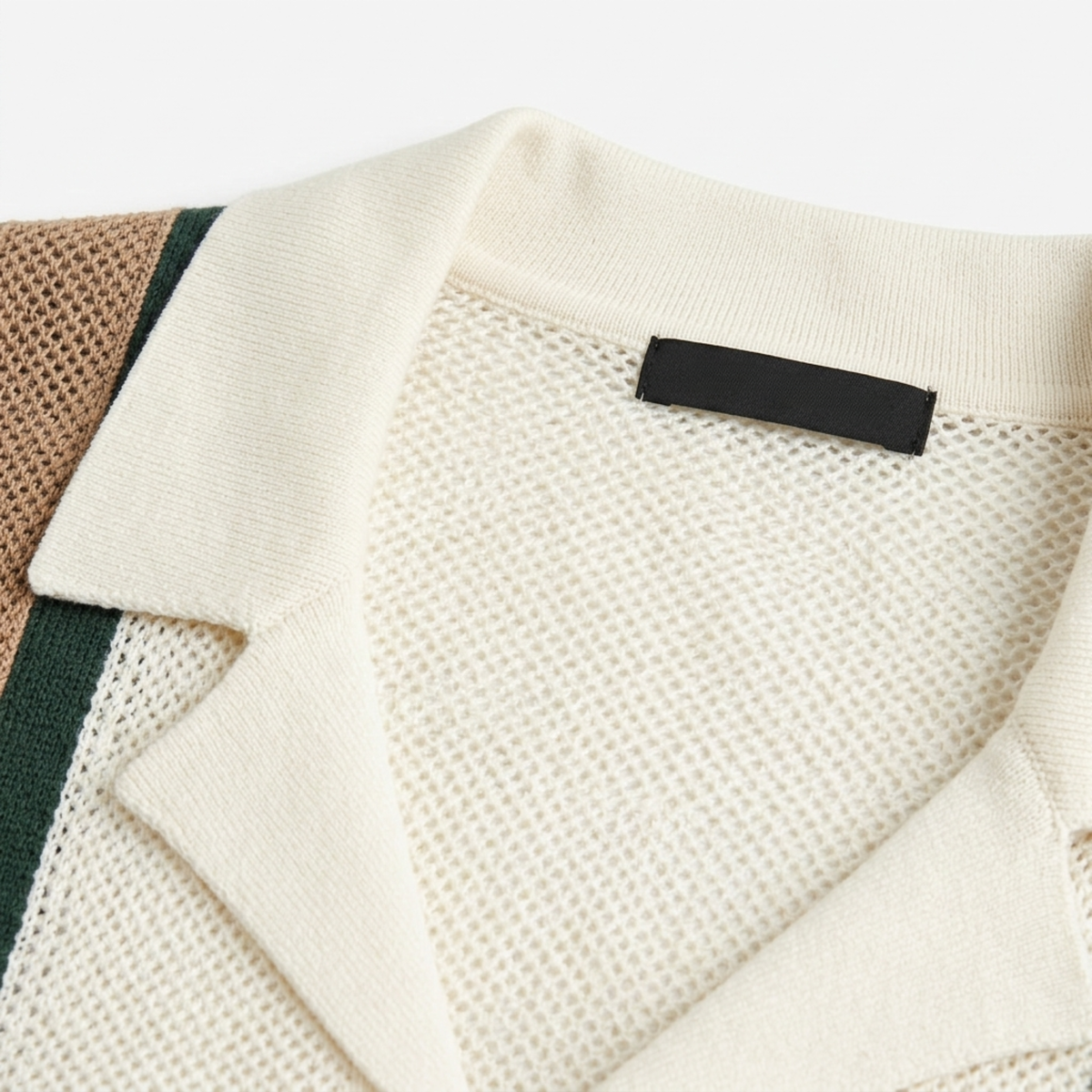 Men's knit polo — vertical stripes — vintage seaside style — product view