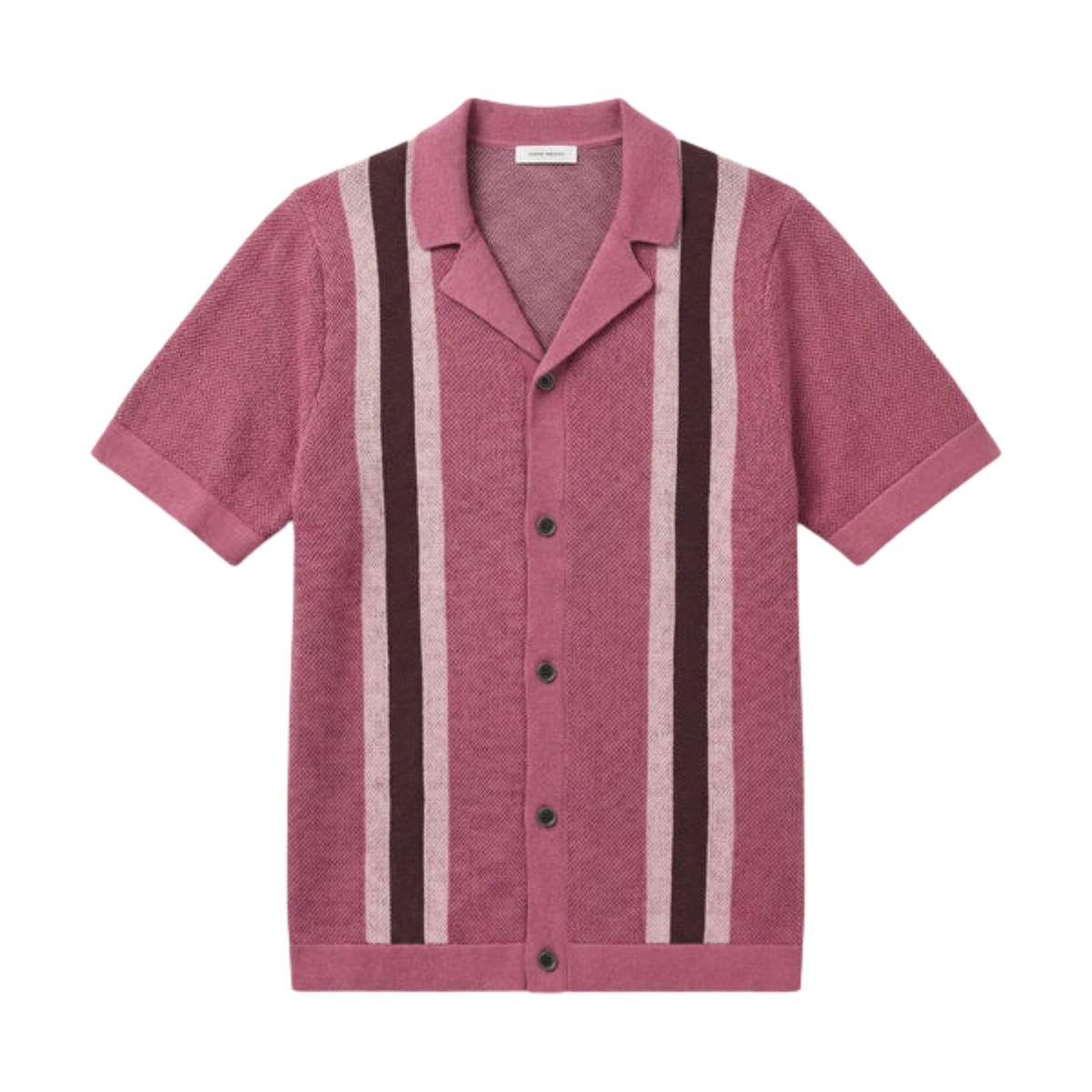 Men's knit polo — vertical stripes — vintage seaside style — Rose Gold