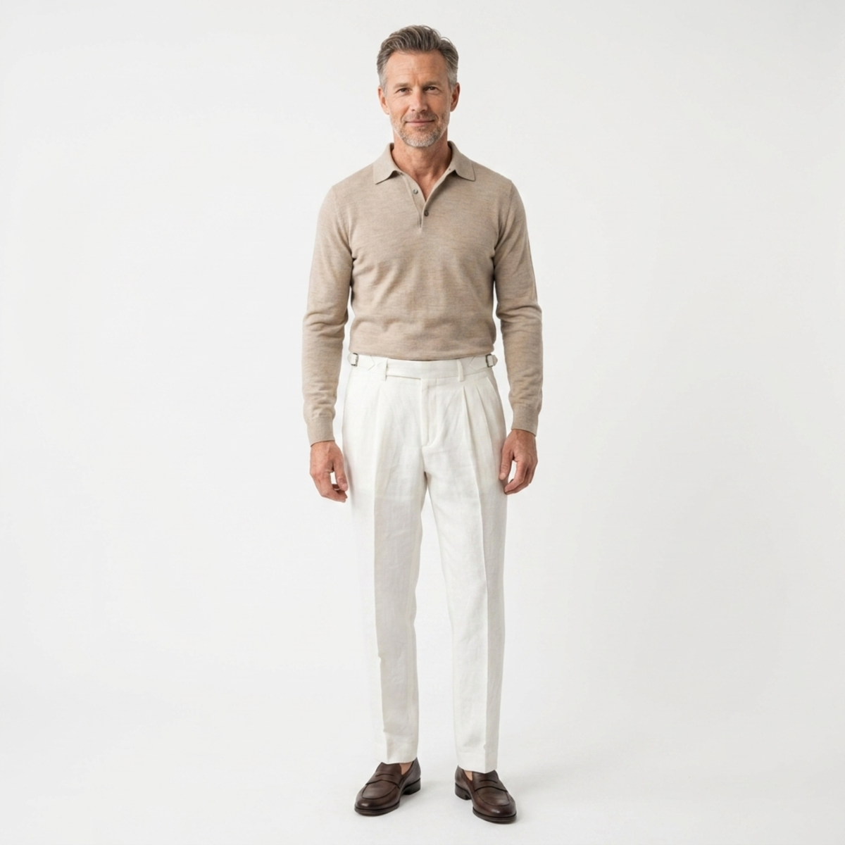 Men's dress pants — double pleat — formal ceremonies — Ivory