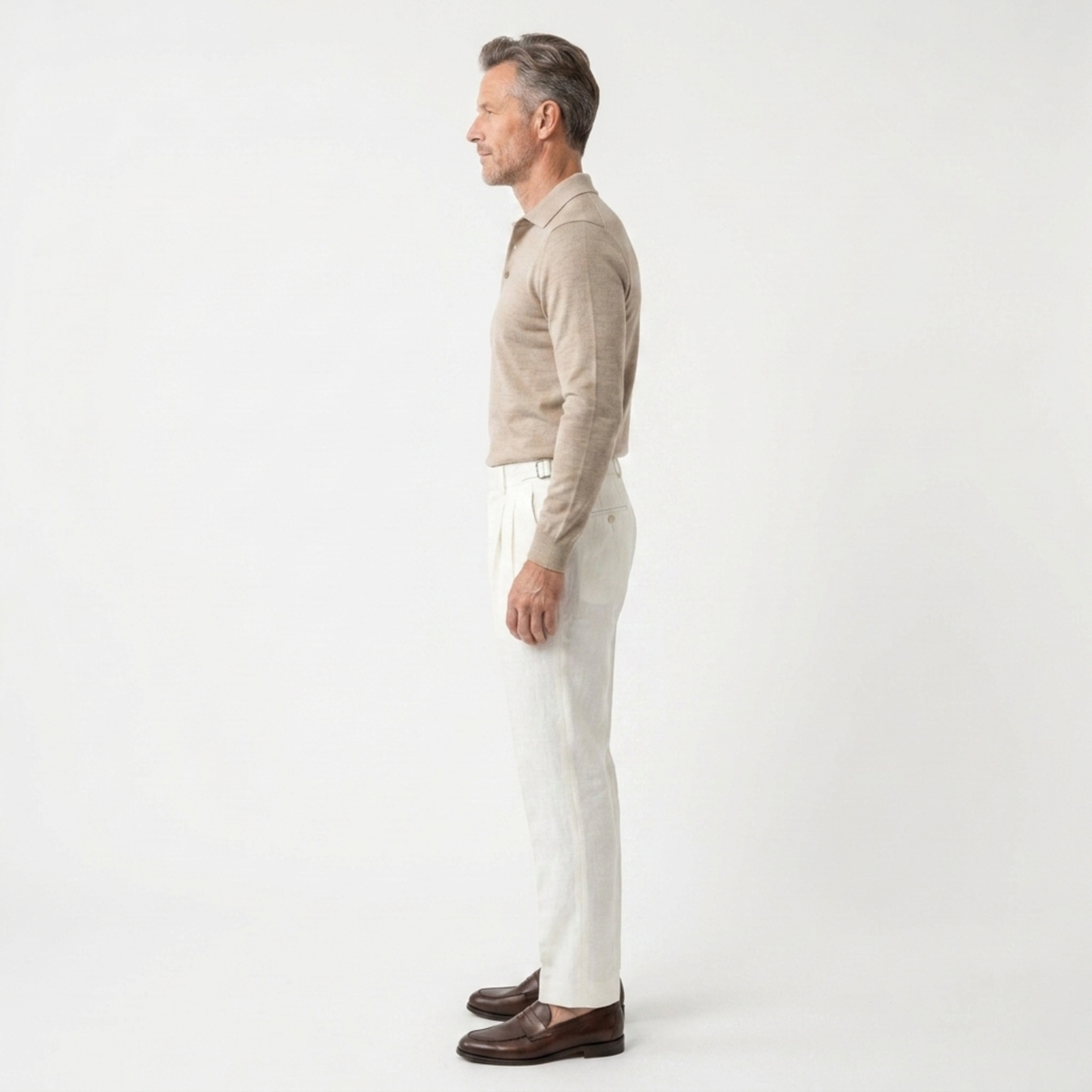 Men's dress pants — double pleat — formal ceremonies — Ivory