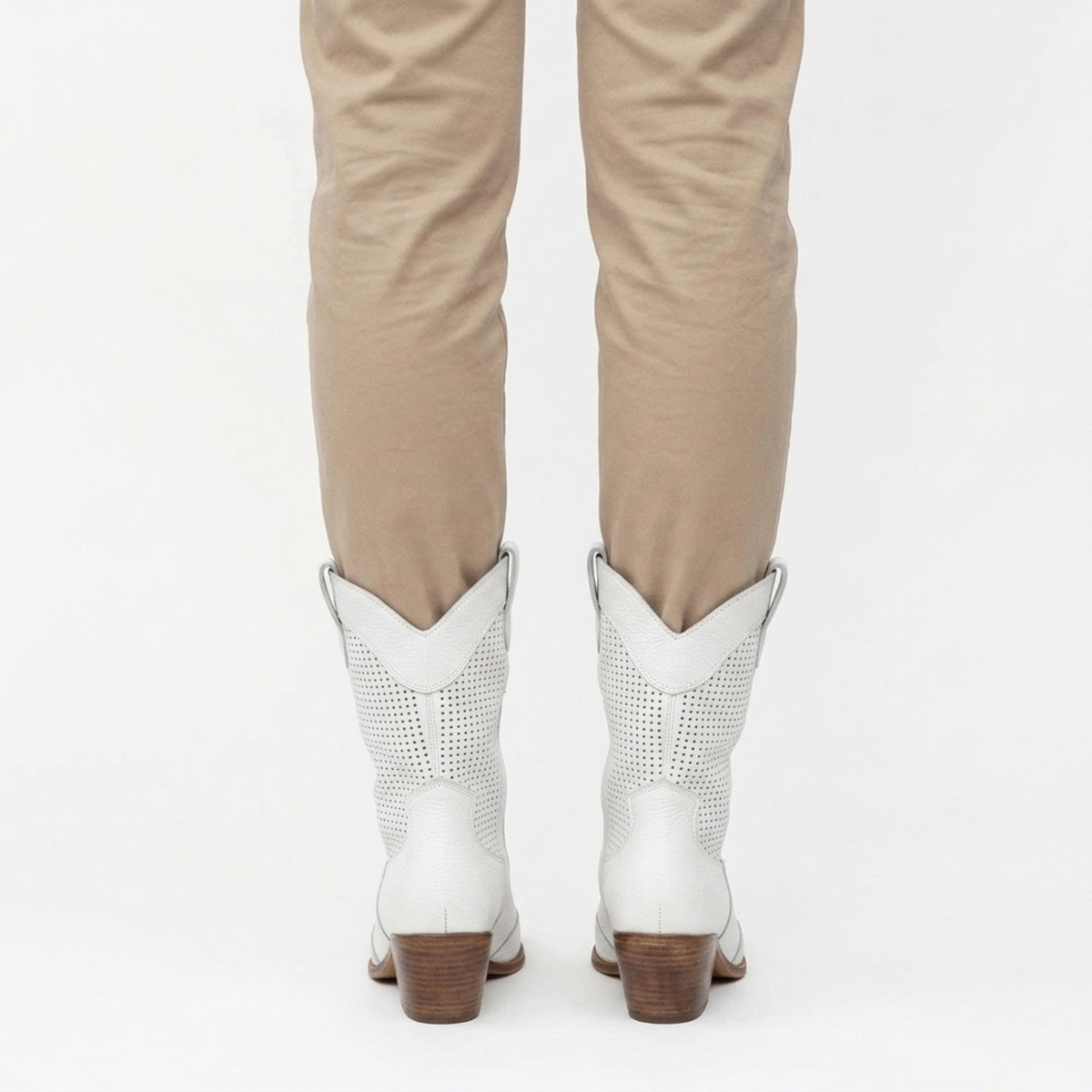 Women's cowboy ankle boots — mid-calf — daily use — White