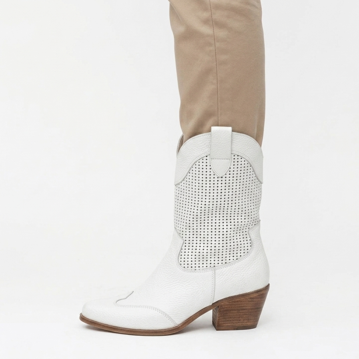 Women's cowboy ankle boots — mid-calf — daily use — White