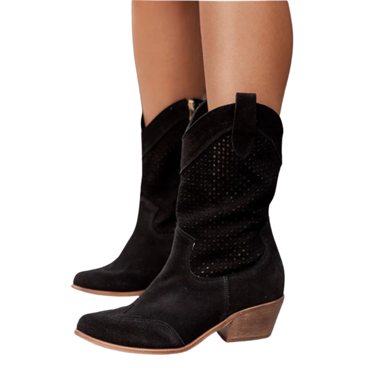 Women's cowboy ankle boots — mid-calf — daily use — Black