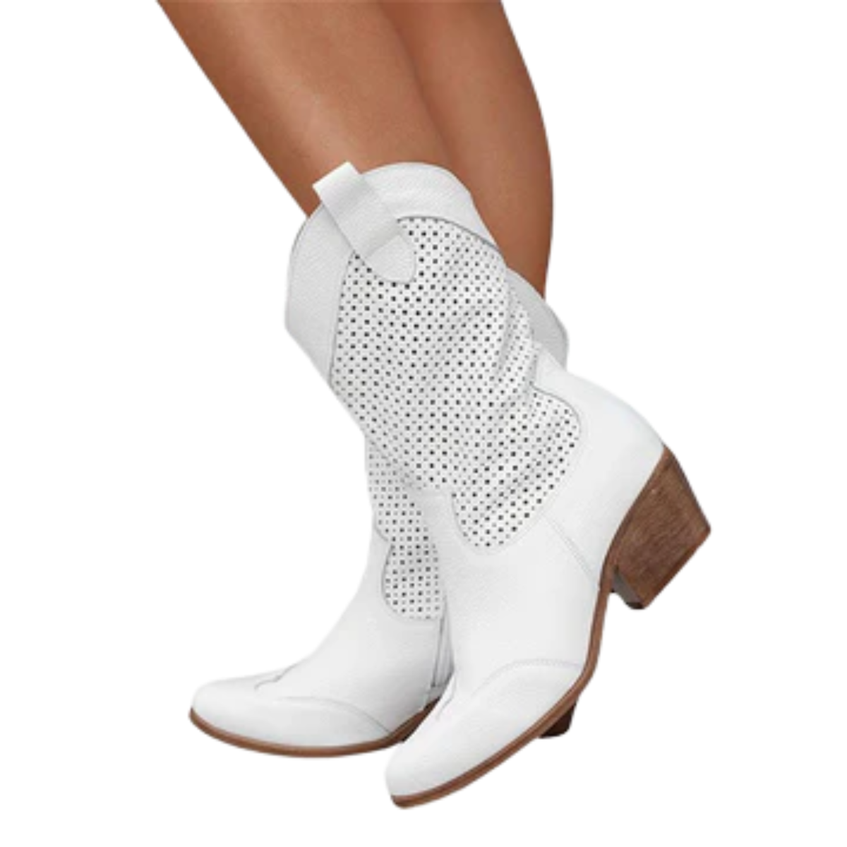 Women's cowboy ankle boots — mid-calf — daily use — White