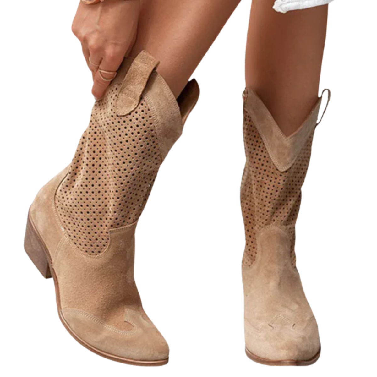 Women's cowboy ankle boots — mid-calf — daily use — Brown