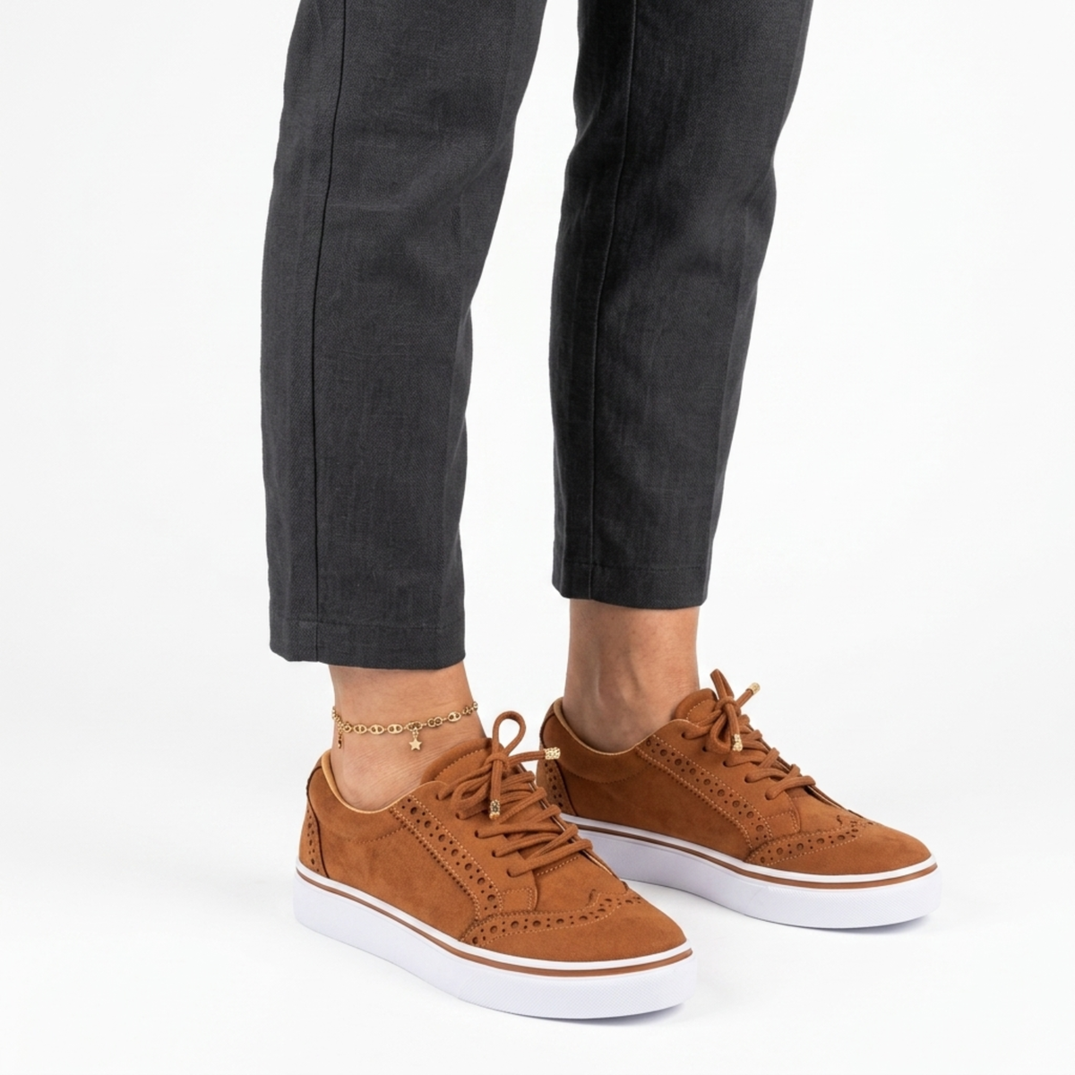 Women's walking shoes — wedge sole and floral toe — casual — product view