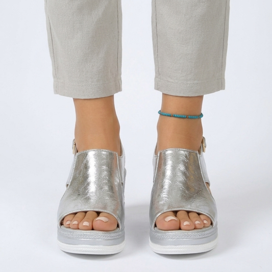 Women's wedge heel sandals — comfort and support — vacation — product view