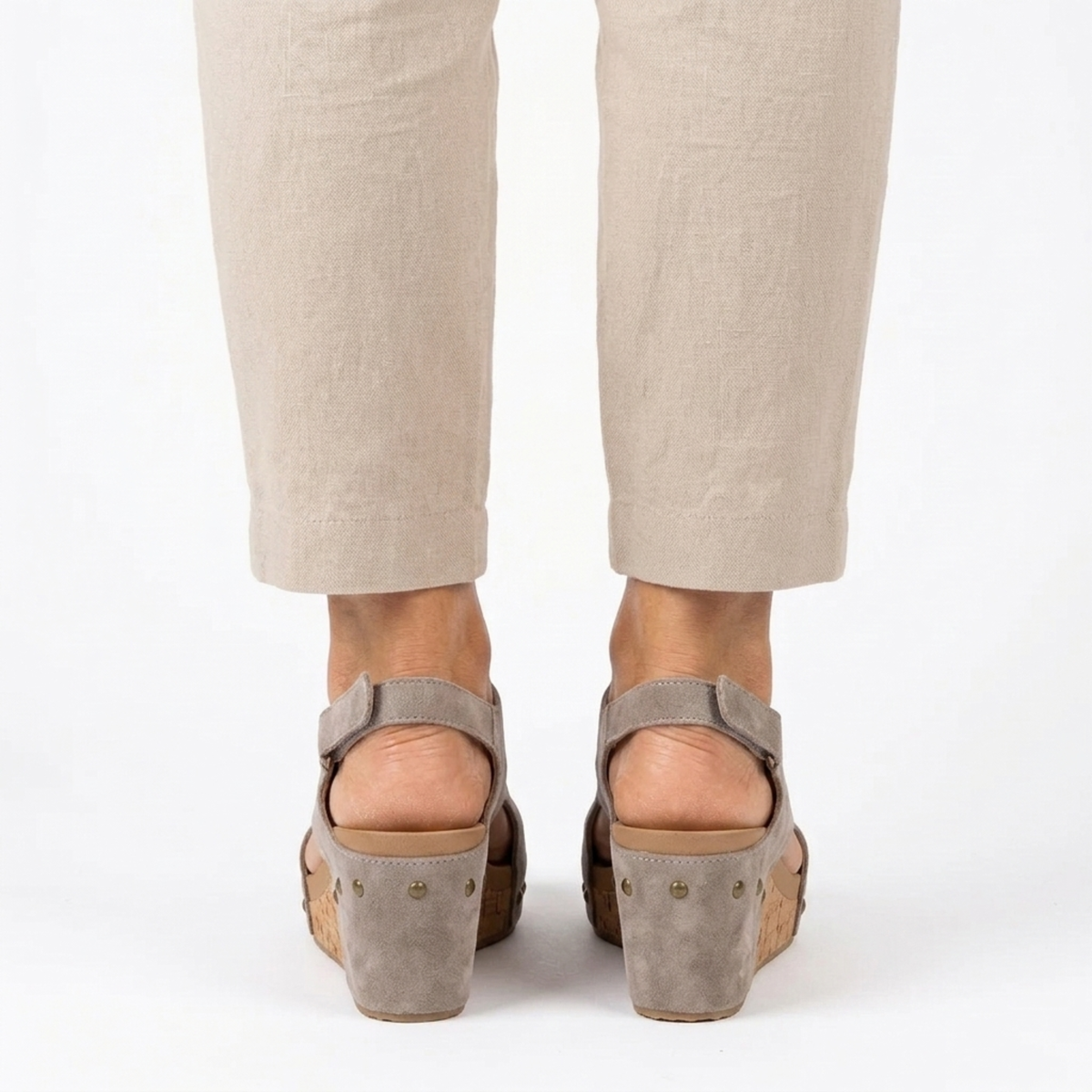 Women's platform sandals — adjustable strap and studs — casual — product view