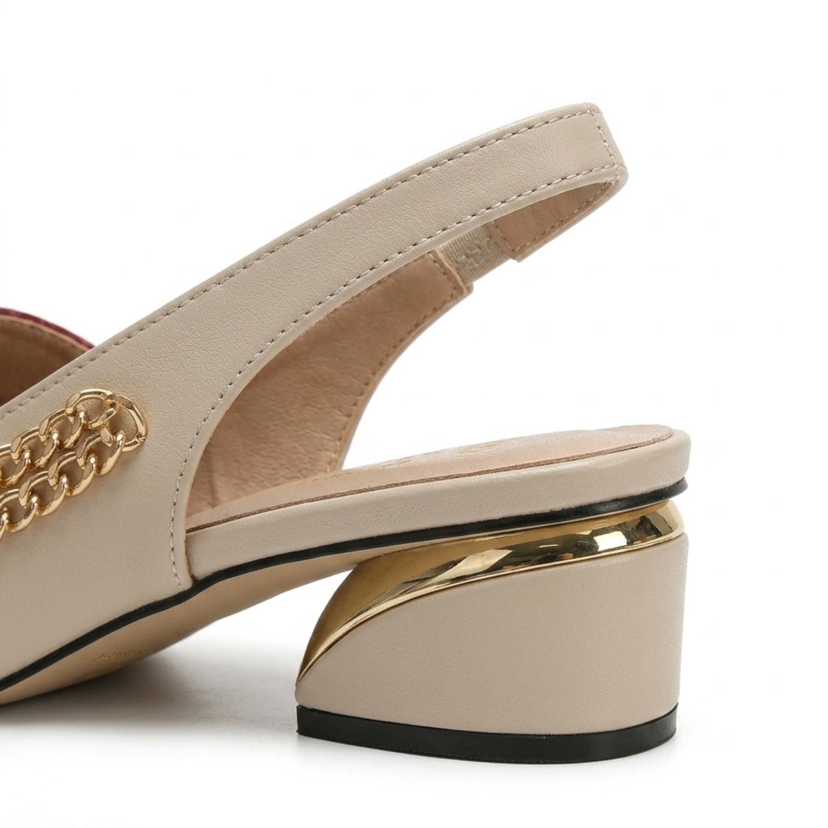 Women's slingback sandals — block heel and open toe — office — Brown