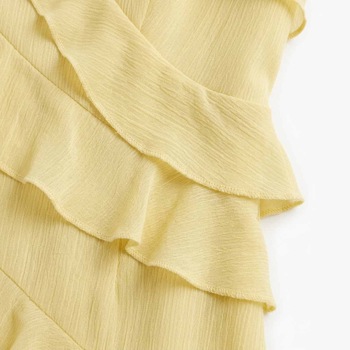 Women's tiered long dress — V halter neck for evening and party — Yellow