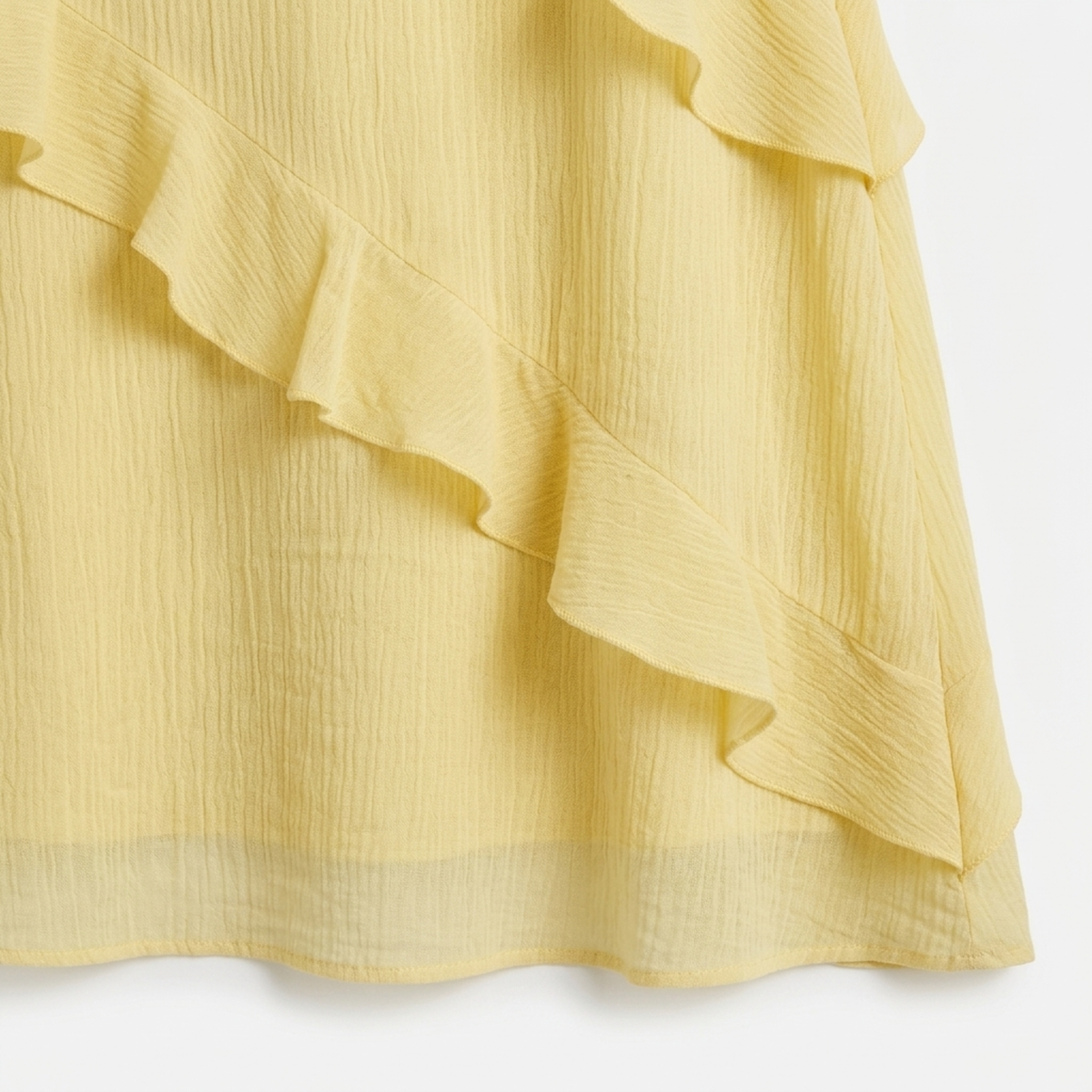 Women's tiered long dress — V halter neck for evening and party — Yellow