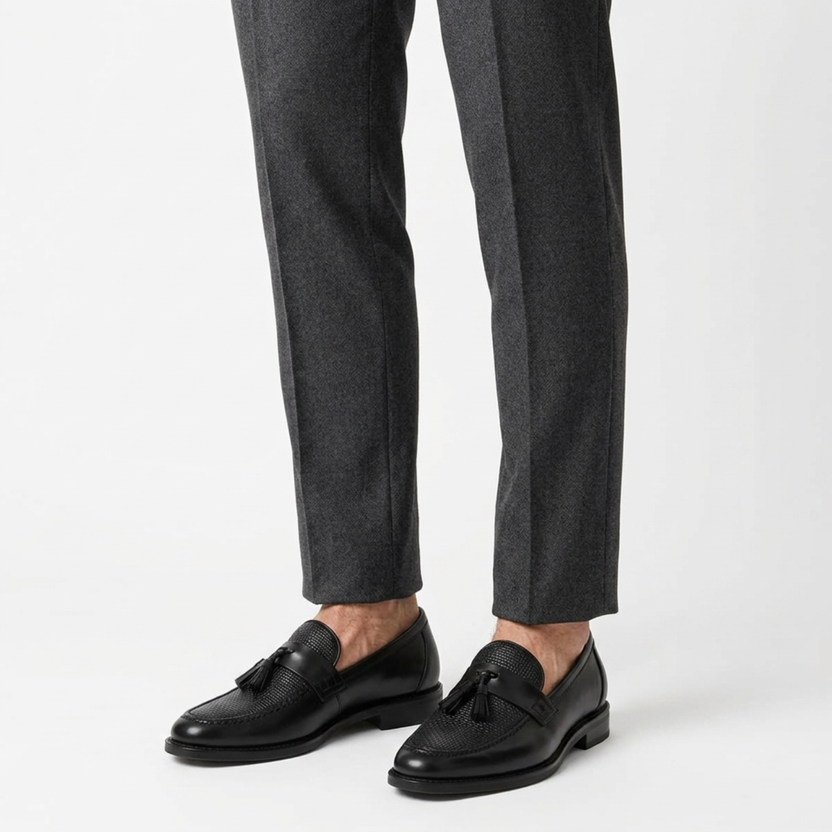 Men's braided shoes — slip-on loafers for the office — Black