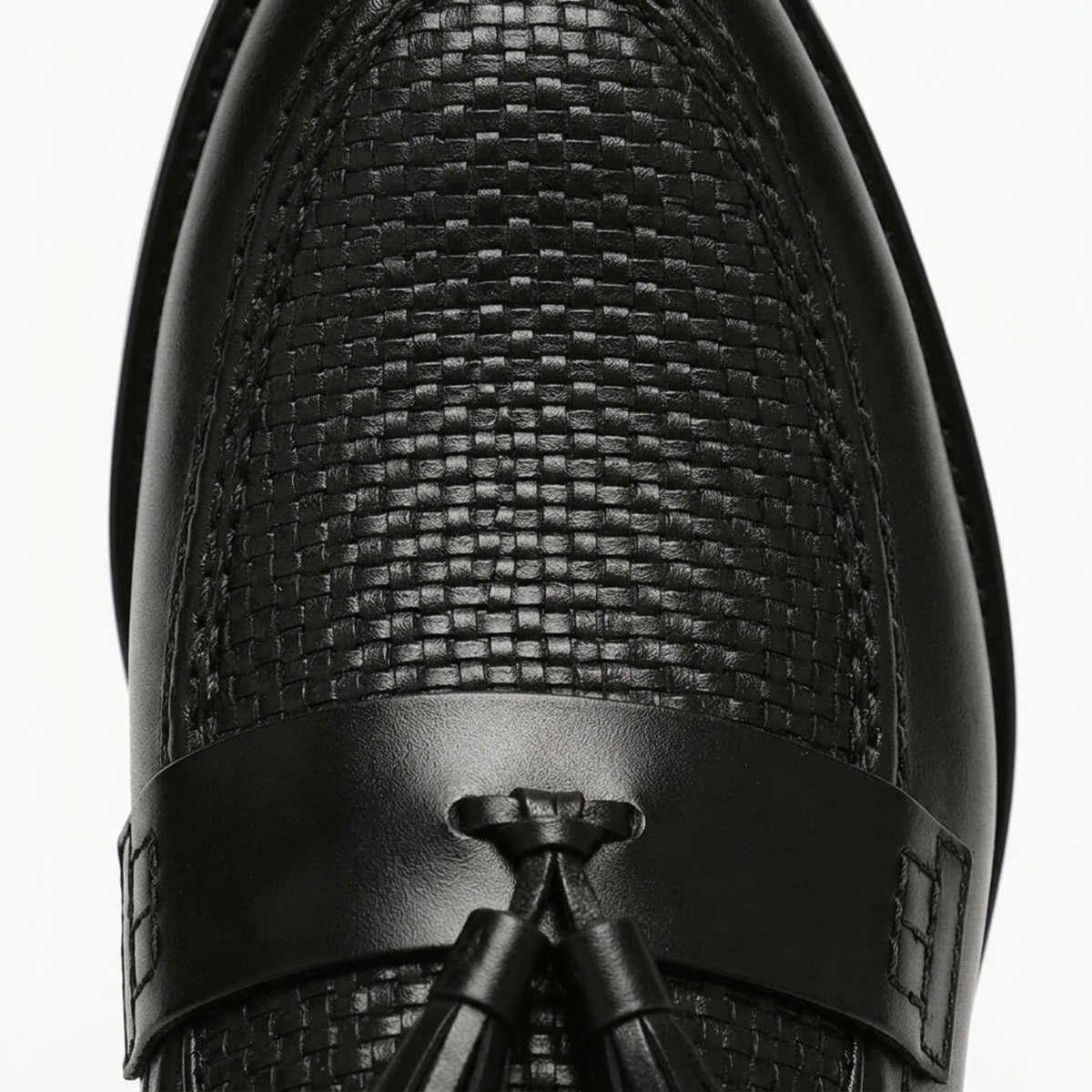Men's braided shoes — slip-on loafers for the office — Black