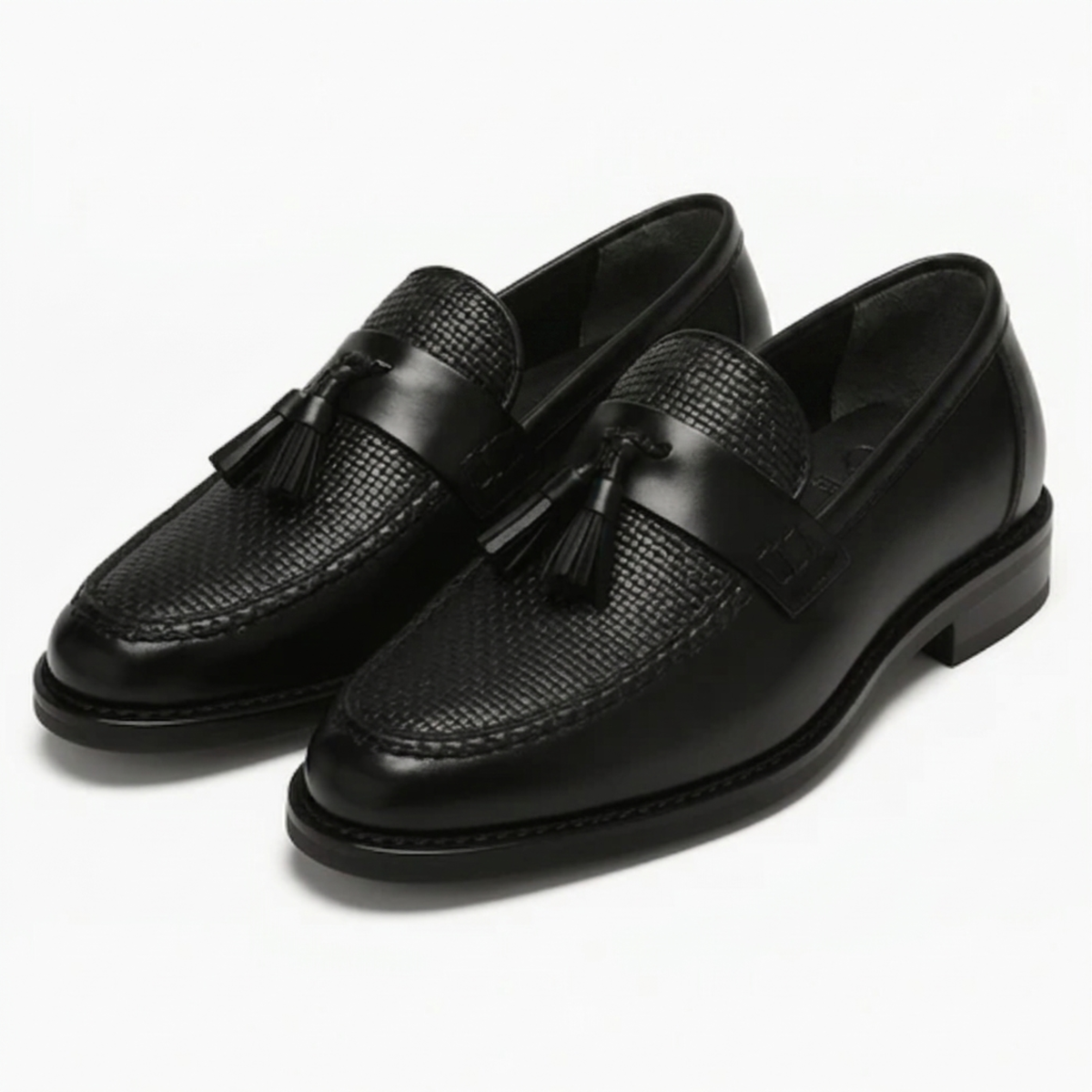 Men's braided shoes — slip-on loafers for the office — Black