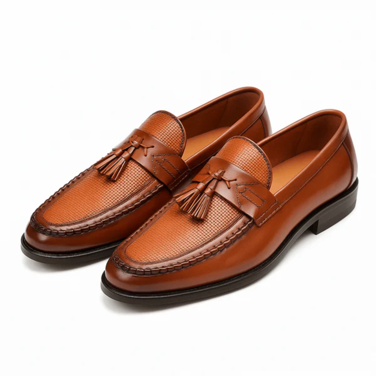 Men's braided shoes — slip-on loafers for the office — Brown