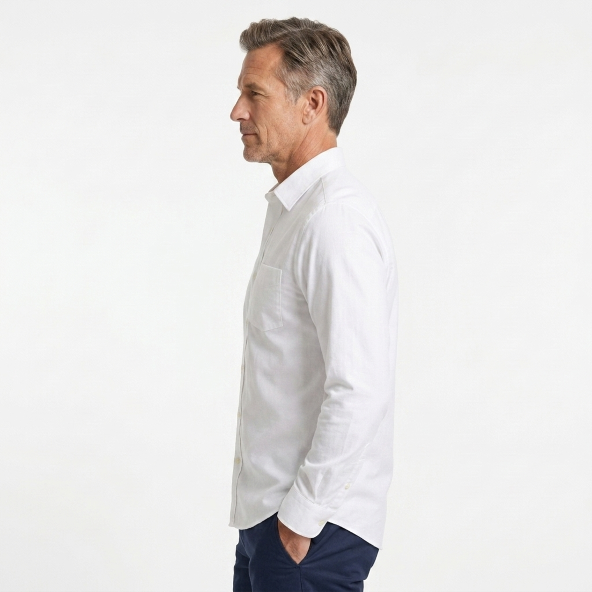 Men's button-down shirt — long sleeves and pointed collar — product view