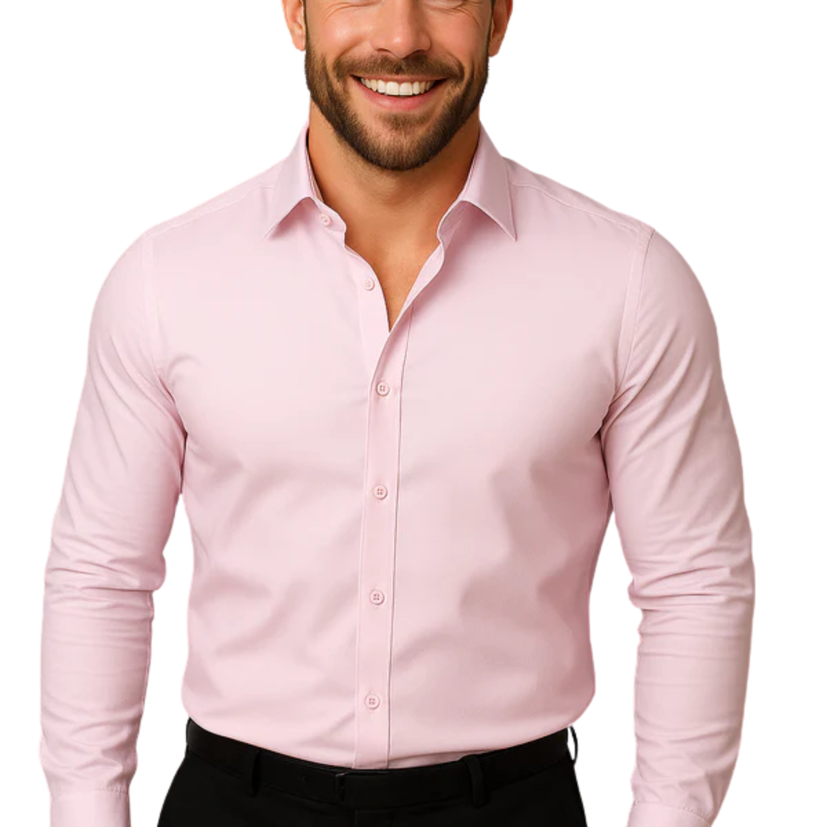 Men's button-down shirt — long sleeves and pointed collar — Pink