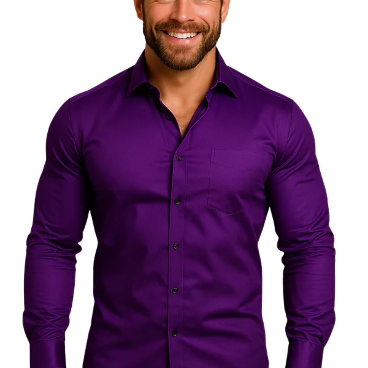 Men's button-down shirt — long sleeves and pointed collar — Purple