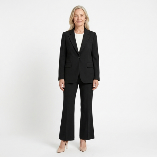Women's suit jacket and pants — slim fit two-piece — formal — Black