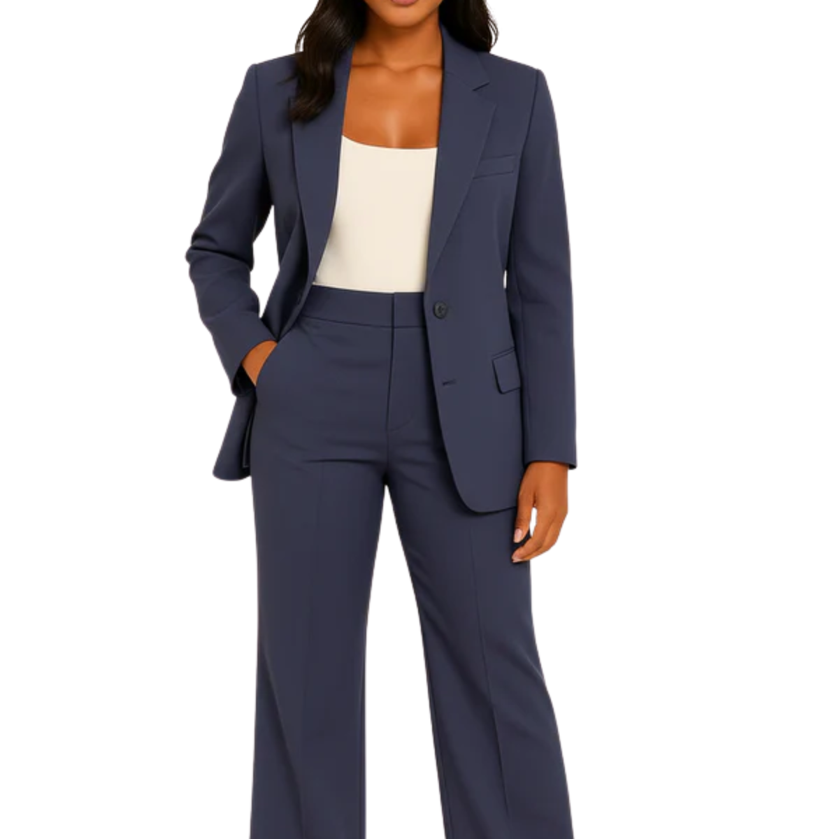 Women's suit jacket and pants — slim fit two-piece — formal — Navy Blue