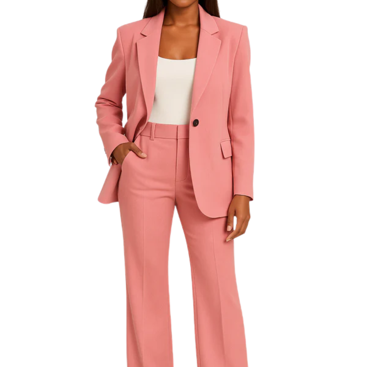 Women's suit jacket and pants — slim fit two-piece — formal — Pink