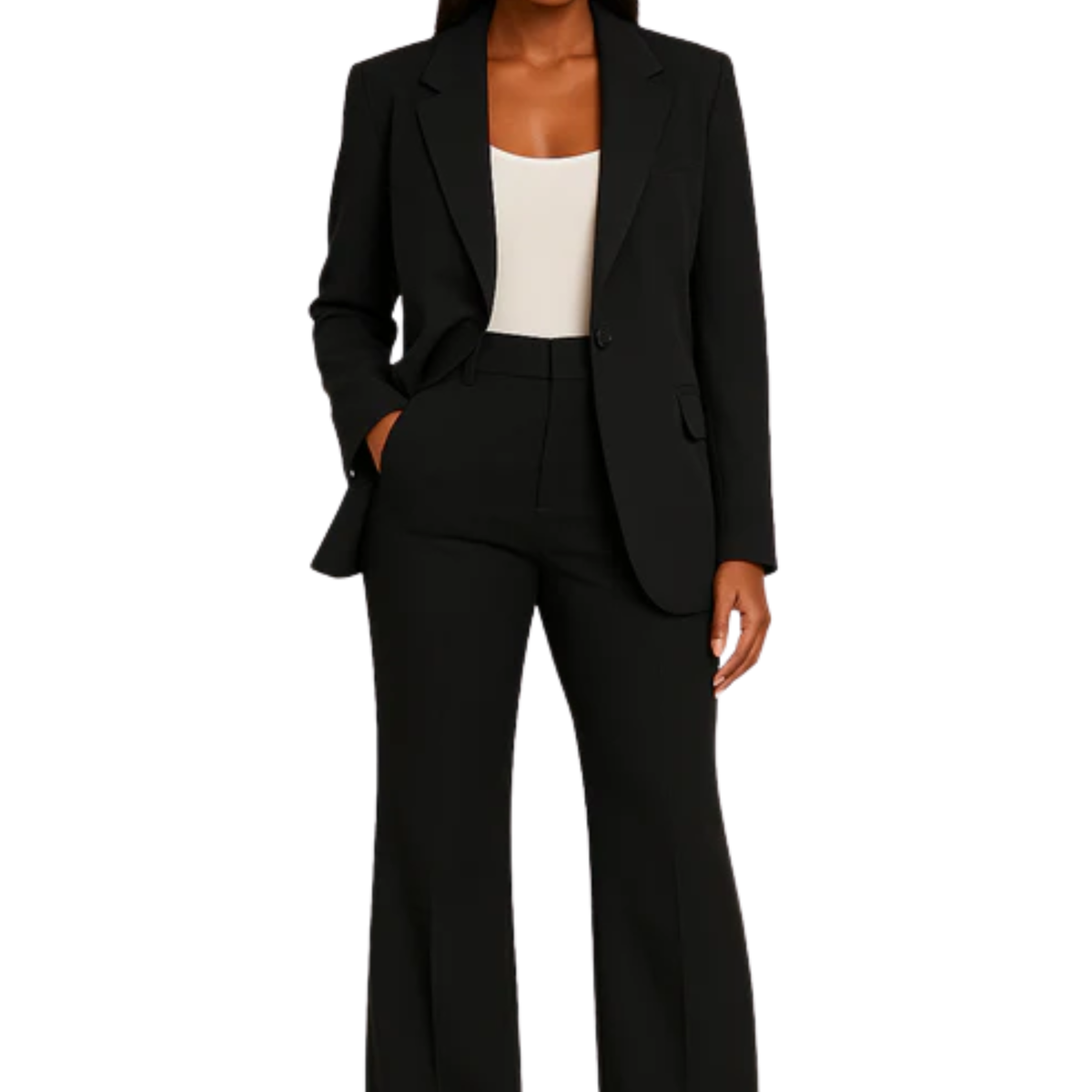 Women's suit jacket and pants — slim fit two-piece — formal — Black