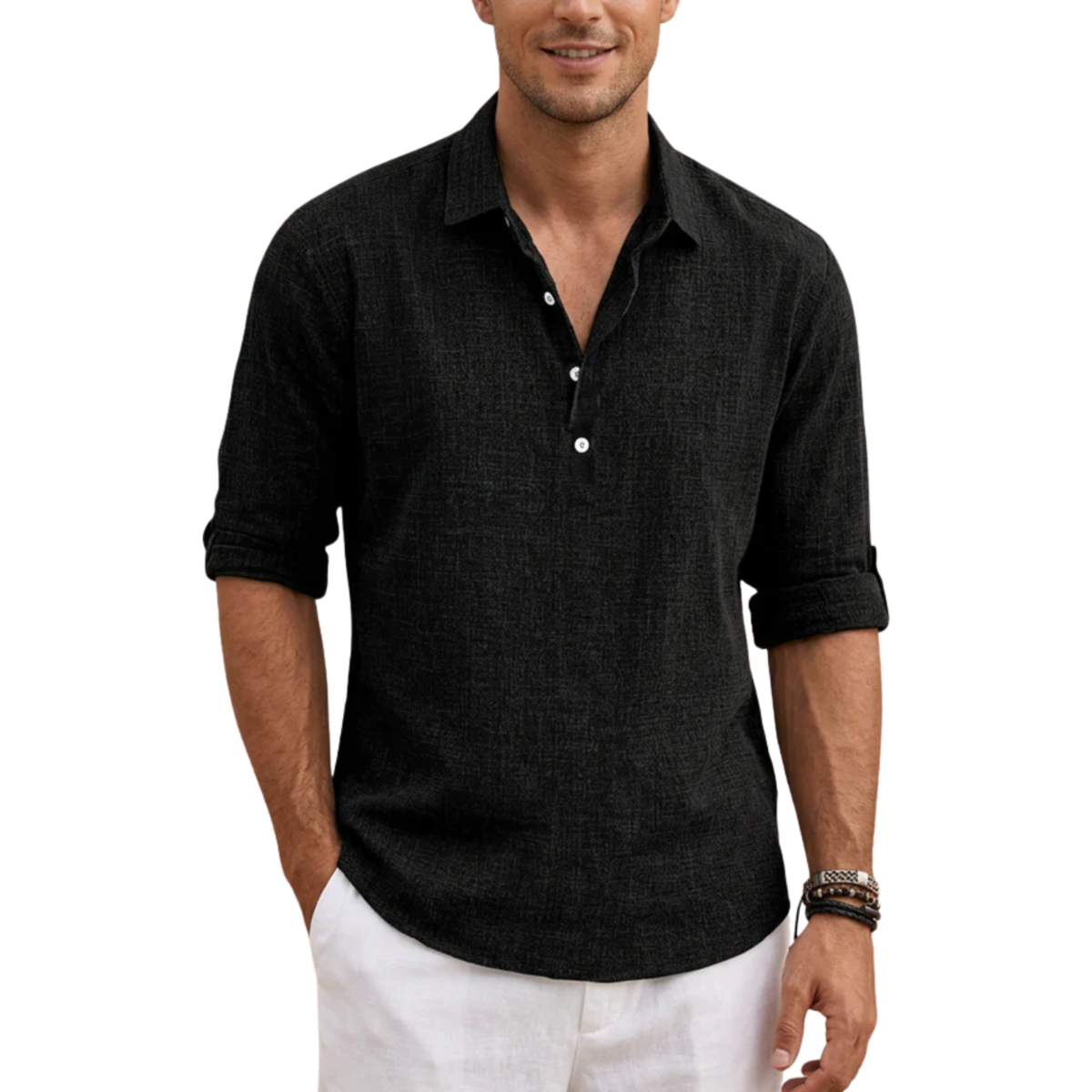 Men's short-sleeve polo — vacation — Black