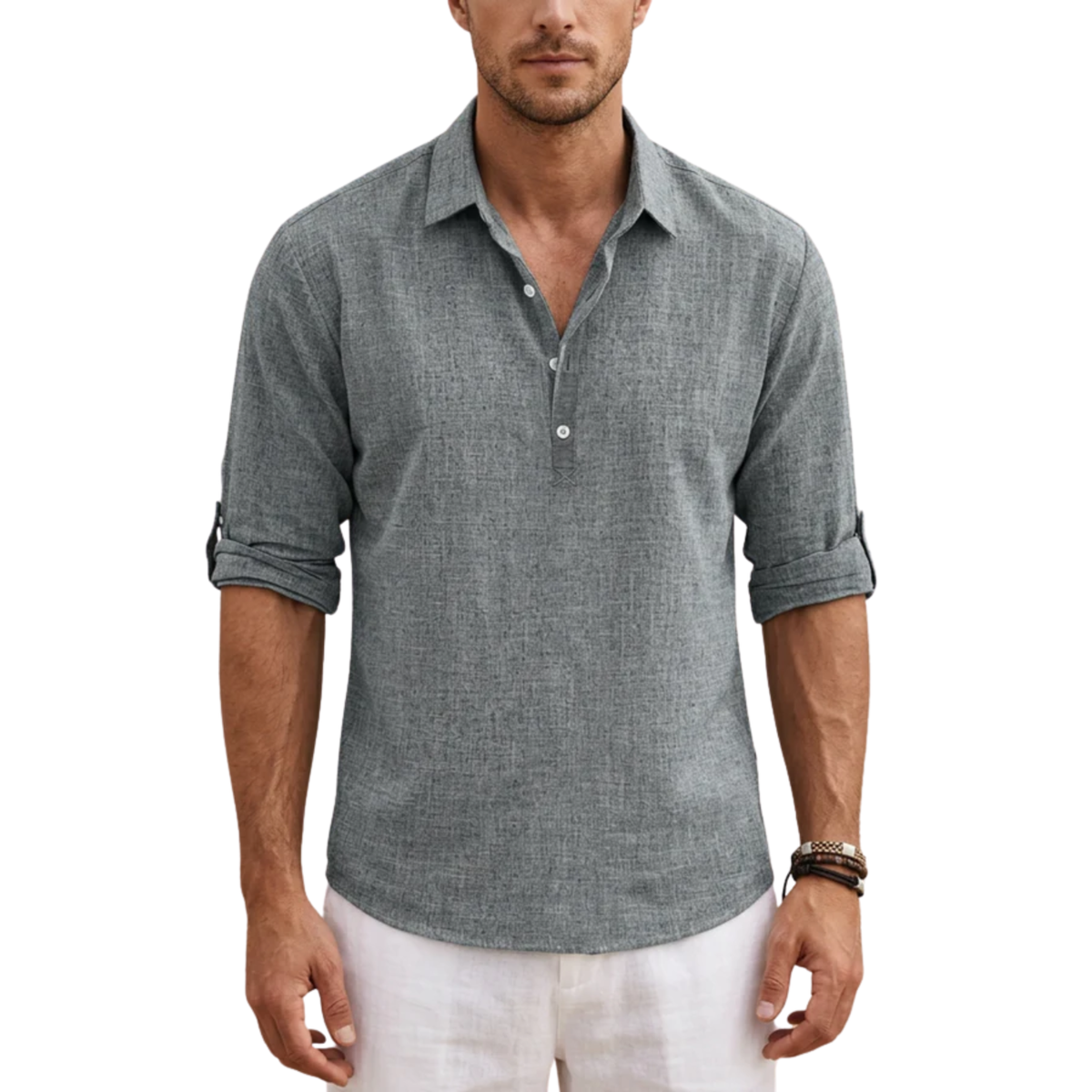 Men's short-sleeve polo — vacation — Grey