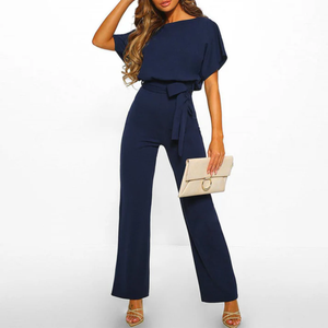 Combinaison pour femme à jambes larges et manches courtes — Bleu marine