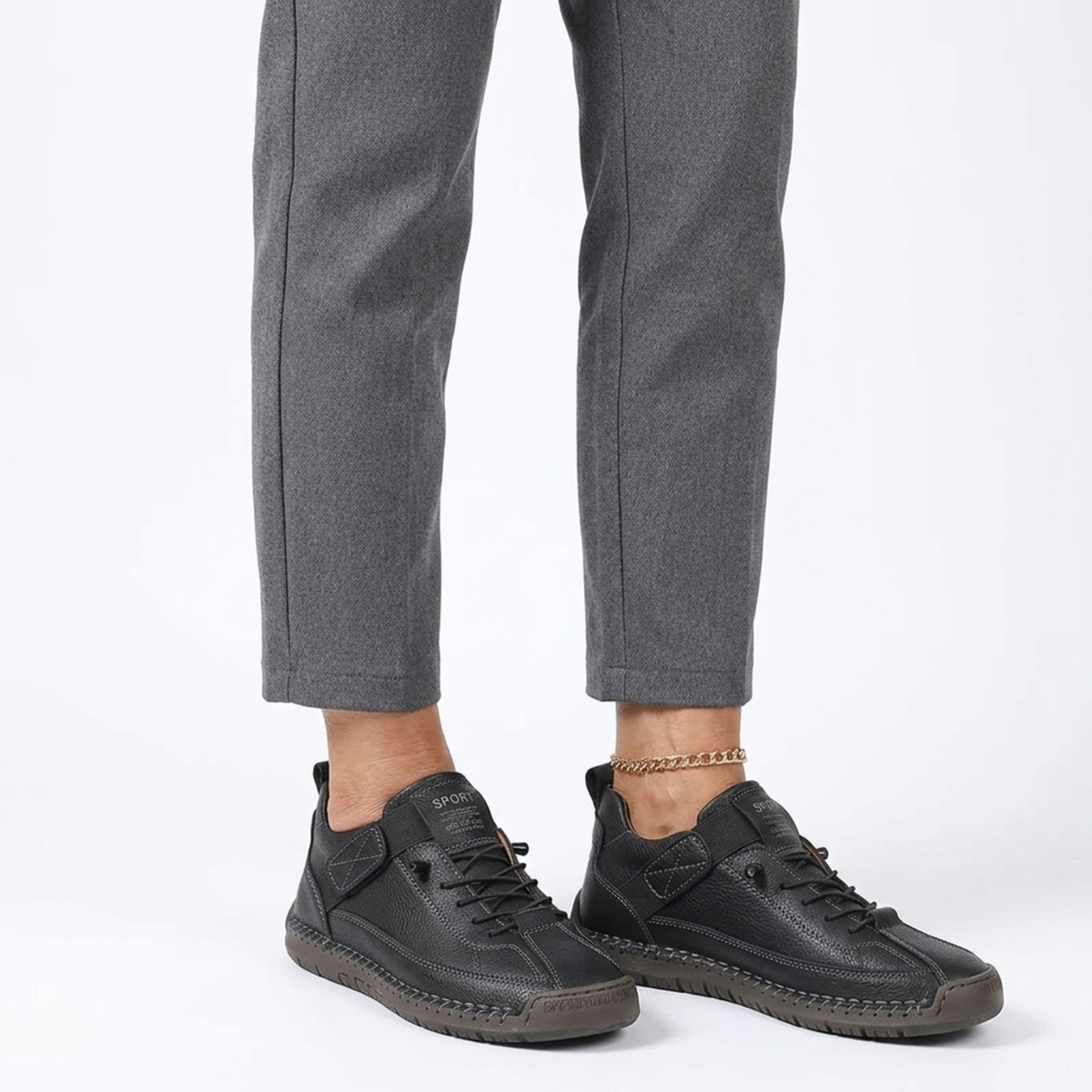 Women's comfort sneakers — laces and topstitching — casual style — product view