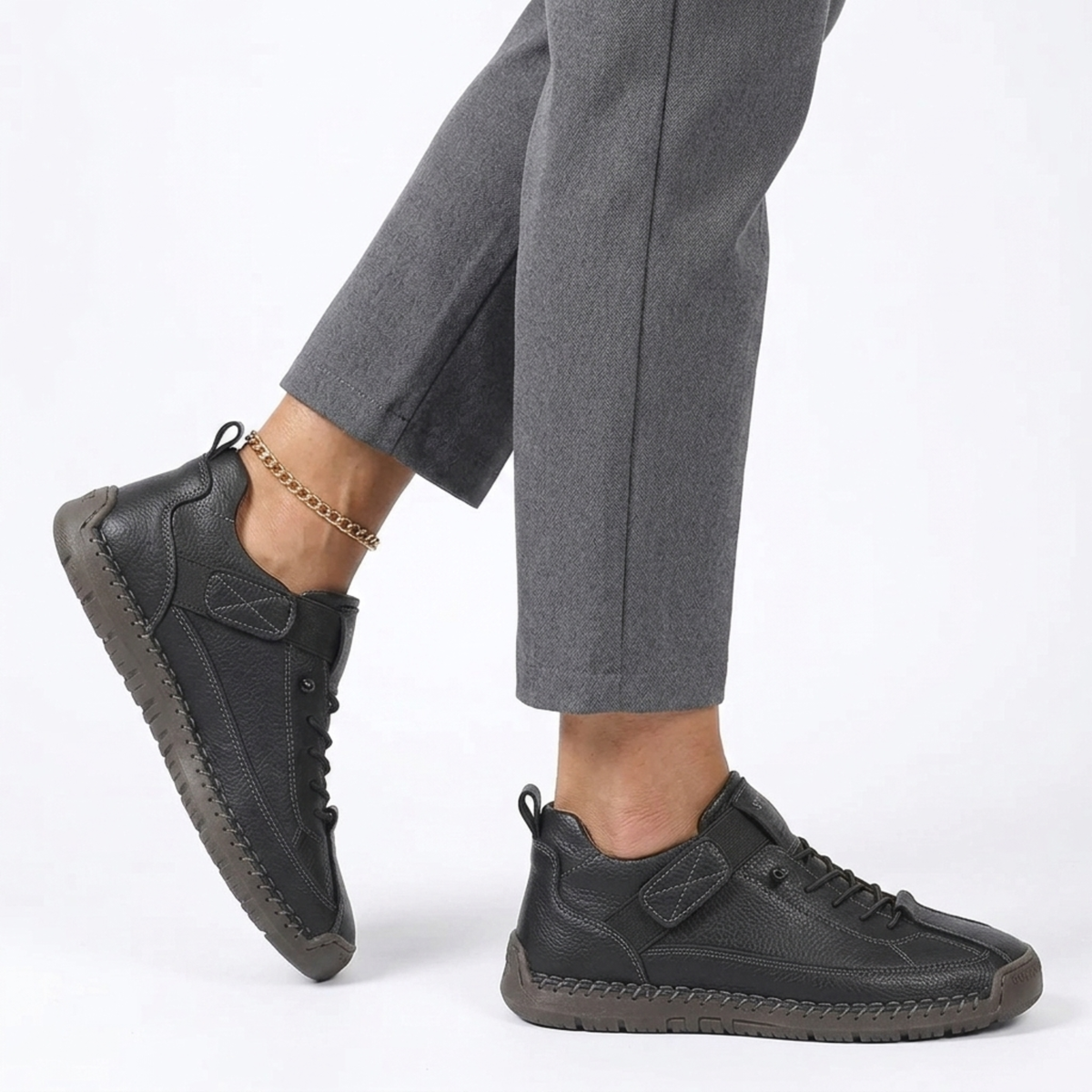 Women's comfort sneakers — laces and topstitching — casual style — product view